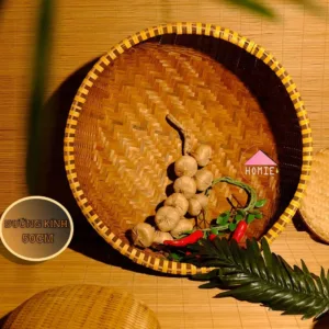 [Large size] Decorative thick woven bamboo basket for storing fruit and rice, a multi-purpose kitchen utensil